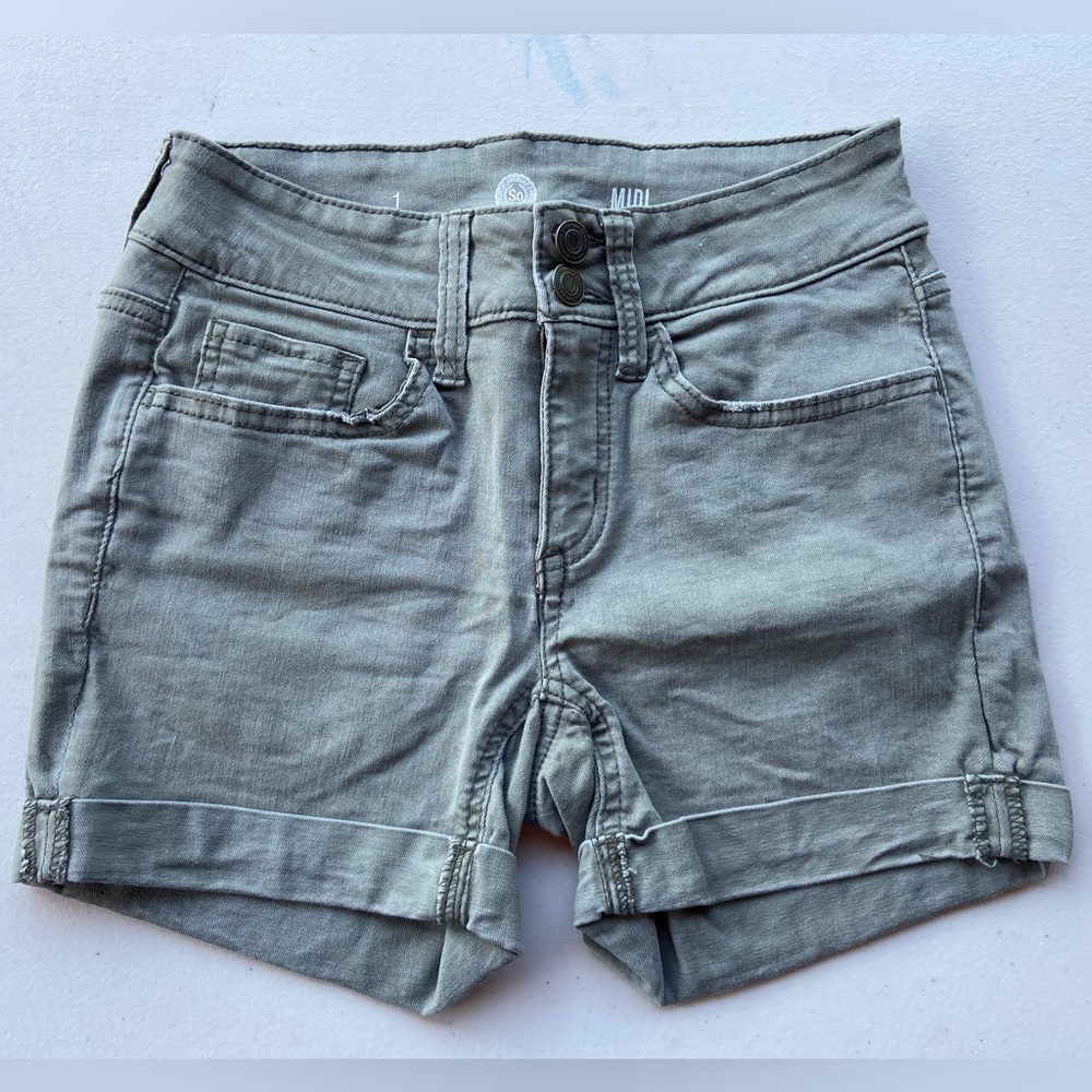 SO army green size 1 jean shorts mid waisted